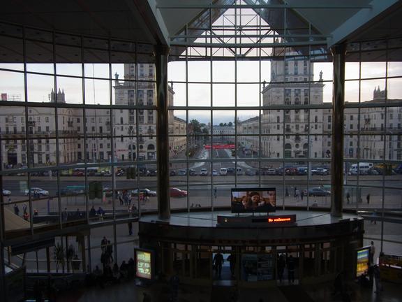 Minsk station, looking out